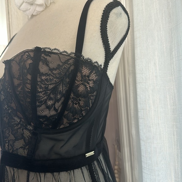 💗 Adore Me sexy black bodice sheer chemise 38D NWOT supportive nightgown - Picture 4 of 12